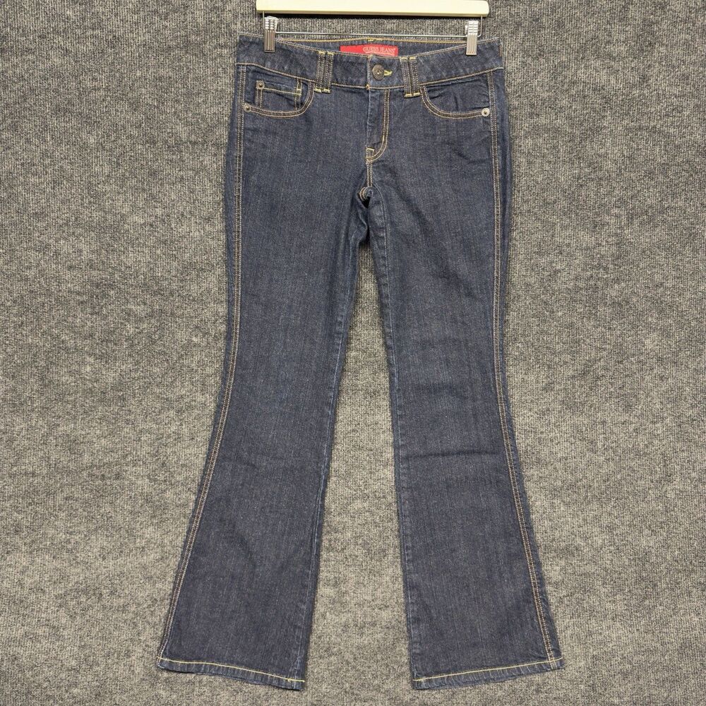 Y2K Guess Jeans Women's 29 Blue Stretch Flare Bootcut Blue Denim Jeans Low Rise
